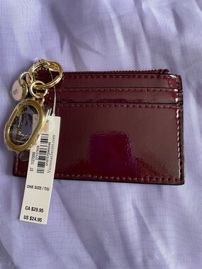 Victoria's Secret Burgundy Patent Card Case with Gold Keyring